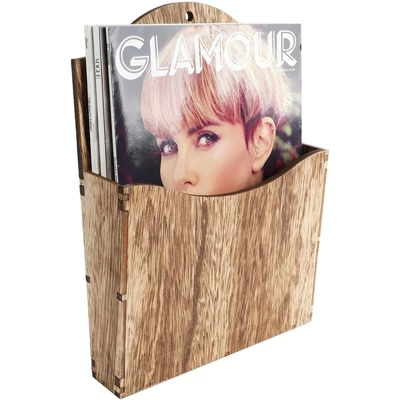 Juvale Rustic Wood Wall Mounted Magazine Rack And File Organizer With Menu Basket - Hanging Bathroom Mail Holder (12 In) 2 Juvale Rustic Wood Wall Mounted Magazine Rack And File Organizer With Menu Basket - Hanging Bathroom Mail Holder (12 In) - Image 2