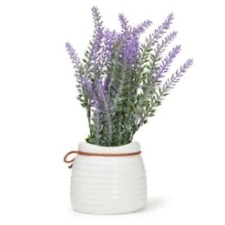 Juvale Artificial Lavender Flowers In Ceramic Vase For Bathroom Decor (9 X 3.3 In) -Juvale GUEST 006e962c 596b 4e09 89dc da145e890b8c