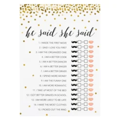 Blue Panda 250 Pieces Bridal Shower Games For 50 Guests With Bingo Cards, He Said She Said Bridal Shower Games, Wedding Advice For Bachelorette (Gold) -Juvale GUEST 0116cf49 ab50 470d be38 f90dc93e5a28