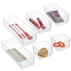 Juvale 6-Piece Set Clear Plastic Drawer Organizer Bin Basket For Office Desk Storages, 3 Assorted Sizes -Juvale GUEST 04c199ff 9e28 441e ac76 eb7503af8425