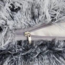 Juvale Set Of 2 Gray Faux Fur Decorative Throw Pillow Covers Cushion Cases For Couch Sofa, Fuzzy Home Decor, 18x18 In -Juvale GUEST 05b096e7 e0e1 40fc a2b7 563e84cc5adf