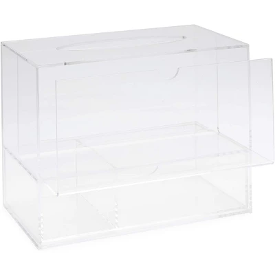 Juvale Acrylic Tissue Box Cover Dispenser Holder With Drawer For Bathroom, Clear, Rectangular, 9.3 X 7 X 5 In 3 Juvale Acrylic Tissue Box Cover Dispenser Holder With Drawer For Bathroom, Clear, Rectangular, 9.3 X 7 X 5 In - Image 3