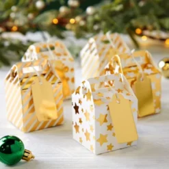 Juvale 36-Pack Mini Gold Gift Boxes - Tiny 2x2x2 Favor Boxes For Wedding, Birthday, Treats, With Tags And String (3 Patterns)