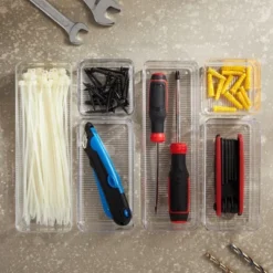 Juvale 6-Piece Set Clear Plastic Drawer Organizer Bin Basket For Office Desk Storages, 3 Assorted Sizes -Juvale GUEST 0a6970dc dba7 4825 a675 c91c6873de91