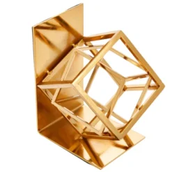 Juvale Decorative Gold Bookends With Square Metal Geometric Design, For Books, Magazines, Journals, Slip-Resistant Pads (5x6x3 In) -Juvale GUEST 0bbeec04 2908 4eb6 a67a f26c8c5ce28e
