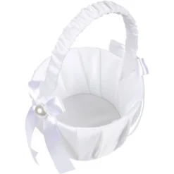 Juvale White Flower Girl Basket For Wedding Reception Rose Petals, Cute Satin Bowknot With Pearl Design (8.7 X 5.2 X 4.2 In) 11 Juvale White Flower Girl Basket For Wedding Reception Rose Petals, Cute Satin Bowknot With Pearl Design (8.7 X 5.2 X 4.2 In) -Juvale GUEST 12e95753 5f66 47d9 bb85 2e82f266ae2e