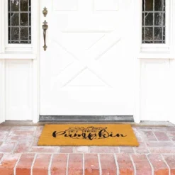 Juvale Hey Natural Coir Welcome Door Mat, Hey There Pumpkin Fall Decor, 30 X 17 Inches
