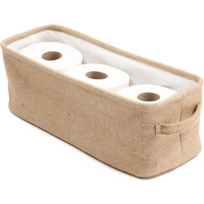 Juvale Brown Jute Fabric Storage Bin Basket Container Cubes Organizer With Handles Rectangular 16"x6"x5.25" 3 Juvale Brown Jute Fabric Storage Bin Basket Container Cubes Organizer With Handles Rectangular 16"x6"x5.25" - Image 3