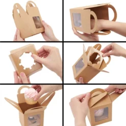 Juvale Single Cupcake Boxes With Inserts, Individual Disposable Kraft Paper Containers For Pastry, Dessert (3.7 X 4.2 X 3.7 In, 50 Pack) -Juvale GUEST 17f4dcb3 9152 4db4 a2da 219fddb7e6e3