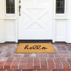 Juvale Hello Welcome Coco Coir Mat, Nonslip Outdoor Natural Door Mat (17 X 30 In)