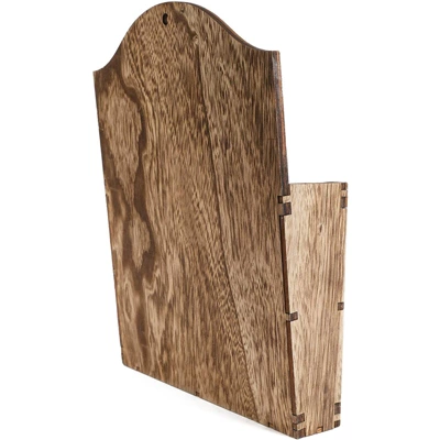 Juvale Rustic Wood Wall Mounted Magazine Rack And File Organizer With Menu Basket - Hanging Bathroom Mail Holder (12 In) 5 Juvale Rustic Wood Wall Mounted Magazine Rack And File Organizer With Menu Basket - Hanging Bathroom Mail Holder (12 In) - Image 5