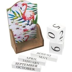 Wooden Desk Calendar - Wooden Block Perpetual Calendar For Home And Office Desk Decor, Flamingo Design, 5.5 X 8.75 X 3 Inches -Juvale GUEST 18cfafcb c72c 4577 b25a c1bd5e4e794b
