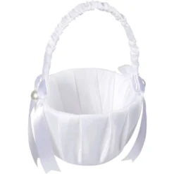 Juvale White Flower Girl Basket For Wedding Reception Rose Petals, Cute Satin Bowknot With Pearl Design (8.7 X 5.2 X 4.2 In) 8 Juvale White Flower Girl Basket For Wedding Reception Rose Petals, Cute Satin Bowknot With Pearl Design (8.7 X 5.2 X 4.2 In) -Juvale GUEST 18f7924e 03c1 48be 9a6d 73e65d18b4ed
