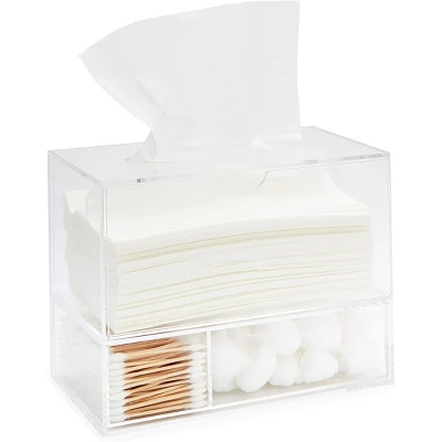 Juvale Acrylic Tissue Box Cover Dispenser Holder With Drawer For Bathroom, Clear, Rectangular, 9.3 X 7 X 5 In 4 Juvale Acrylic Tissue Box Cover Dispenser Holder With Drawer For Bathroom, Clear, Rectangular, 9.3 X 7 X 5 In - Image 4