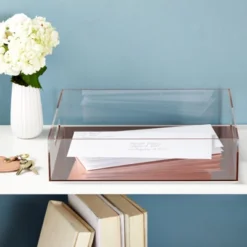 Juvale Rose Gold Acrylic Letter Tray, Clear Office Desk Organizer For Files, Documents, Paper Storage, 10.5 X 12 X 3 In -Juvale GUEST 1b5974b3 9758 4bfb af90 9d4bf5645924