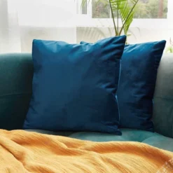 Juvale Set Of 2 Velvet Decorative Throw Pillow Covers Cushion Case , Blue Home & Living Room Decor, 18 X 18 In