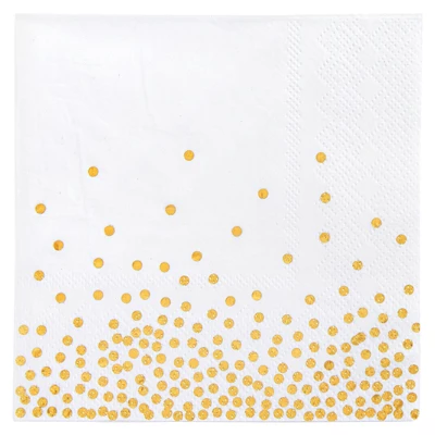 Blue Panda 100 Pack Disposable White And Gold Cocktail Napkins For Wedding Reception, Bridal Shower, 5 X 5 In, 3-Ply 4 Blue Panda 100 Pack Disposable White And Gold Cocktail Napkins For Wedding Reception, Bridal Shower, 5 X 5 In, 3-Ply - Image 4