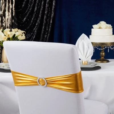 Juvale Gold Chair Sashes With Silver Buckles For Wedding Reception, Baby Shower, Birthday Party, Fits 13.5- To 16.5-Inch Chair Backs (100 Pack) 1 Juvale Gold Chair Sashes With Silver Buckles For Wedding Reception, Baby Shower, Birthday Party, Fits 13.5- To 16.5-Inch Chair Backs (100 Pack)