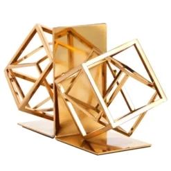 Juvale Decorative Gold Bookends With Square Metal Geometric Design, For Books, Magazines, Journals, Slip-Resistant Pads (5x6x3 In) -Juvale GUEST 222ce220 3c0e 44d7 92d1 b43ec3c42865