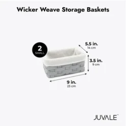 Juvale 5-Piece Grey Woven Nesting Baskets With Cloth Lining For Storage, Small Decorative Lined Rectangular Wicker Bins Set For Organizing (3 Sizes) -Juvale GUEST 2414dbcf b126 4058 9126 437f48a95a81