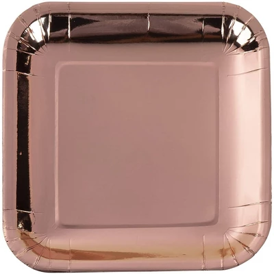 Juvale 48-Pack Square Metallic Rose Gold Foil Disposable Paper Plates 7" Birthday Party Supplies 4 Juvale 48-Pack Square Metallic Rose Gold Foil Disposable Paper Plates 7" Birthday Party Supplies - Image 4