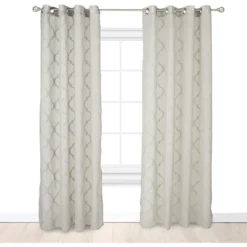 Juvale Grommet Curtains, Faux Linen (Grey, 54 X 84 In, 2 Pack)