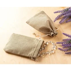 24 Pieces Burlap Jewelry Pouches With Drawstring, Reusable Natural Burlap Gift Bags For DIY Crafts And Wedding Party Favor