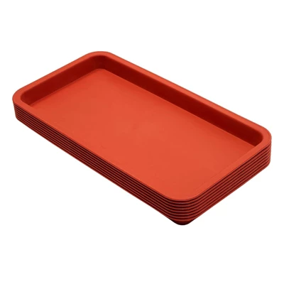 Juvale 8 Pack Plastic Plant Drip Trays For Pots, Rectangular Saucer Pans For Planters And Water Drainage, Indoors, Outdoors, Terracotta Red, 6.5x12 In 4 Juvale 8 Pack Plastic Plant Drip Trays For Pots, Rectangular Saucer Pans For Planters And Water Drainage, Indoors, Outdoors, Terracotta Red, 6.5x12 In - Image 4