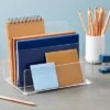Juvale Clear Acrylic Folder Holder With 3 Sections For Paper Files, Documents, Envelopes, Desk Organizer For School And Office Supplies, 9x6.75 In