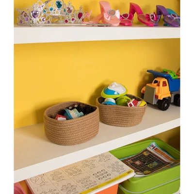 Juvale 2 Pack Round Hemp Rope Baskets, Decorative Woven Storage Basket Bins Hampers For Toy, Blanket - 2 Sizes, Brown 2 Juvale 2 Pack Round Hemp Rope Baskets, Decorative Woven Storage Basket Bins Hampers For Toy, Blanket - 2 Sizes, Brown - Image 2