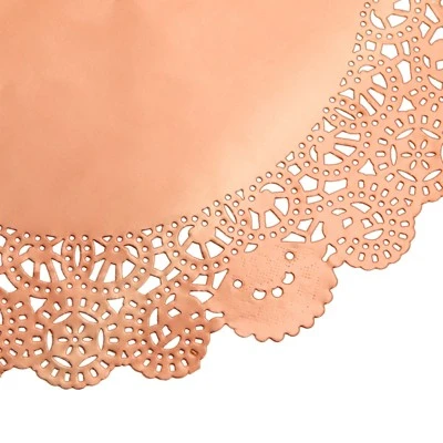 Juvale 100 Pack Metallic Copper Orange Placemats, Round Paper Lace Doilies For Place Settings, Desserts, Formal Events, 10 In 3 Juvale 100 Pack Metallic Copper Orange Placemats, Round Paper Lace Doilies For Place Settings, Desserts, Formal Events, 10 In - Image 3