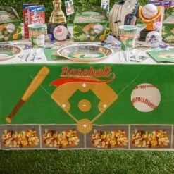 Juvale 6-Pack Baseball Disposable Plastic Tablecloth Table Cover 54"x108" Game Party Supplies, 4.5x9 Feet