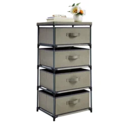 [Juvale] 4-Tier Drawer Dresser For Bedroom, Clothes Organizer, Fabric Storage Tower For Clothing, Linens, Closet, Easy Assembly (Light Gray, -Juvale GUEST 2f9ff896 90ed 4347 b62d c6ab650577b0