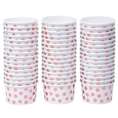 Juvale 50 Pack Paper Ice Cream Cups For Frozen Yogurt, Disposable Dessert Bowls With Rose Gold Foil Polka Dots, 8 Oz 7 Juvale 50 Pack Paper Ice Cream Cups For Frozen Yogurt, Disposable Dessert Bowls With Rose Gold Foil Polka Dots, 8 Oz - Image 7