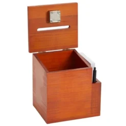 Juvale Wooden Suggestion Box With Lock And Keys, Brown Ballot Box With 50 Blank Suggestion Cards, Locking Lid And Side Slot For Donation, 7.5x7.1x5.5" -Juvale GUEST 33e55310 6f0c 4107 87a6 87dd8b9aaab4