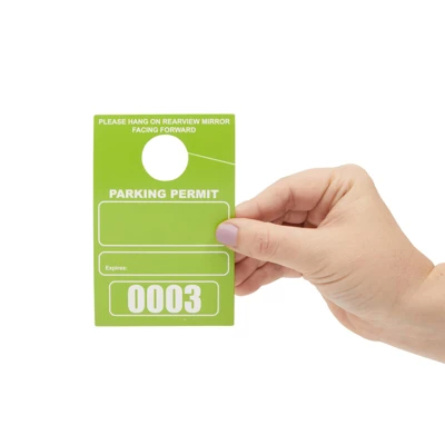 Juvale 100 Pack Temporary Parking Permit Hang Tags Numbered 0001- 0100, Hanging Passes For Car Mirrors, Bulk, Green, 3.15 X 4.75 In 1 Juvale 100 Pack Temporary Parking Permit Hang Tags Numbered 0001- 0100, Hanging Passes For Car Mirrors, Bulk, Green, 3.15 X 4.75 In