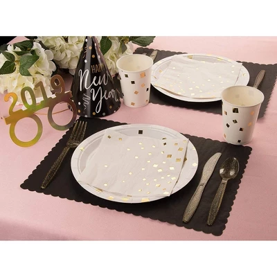 Juvale 144-Piece (Serves 48) Gold Glitter Disposable Plastic Cutlery Party Set Forks Spoons Knives 4 Juvale 144-Piece (Serves 48) Gold Glitter Disposable Plastic Cutlery Party Set Forks Spoons Knives - Image 4