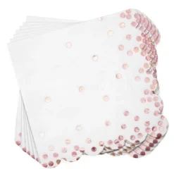 Blue Panda 50 Pack Scalloped Rose Gold Napkins For Birthday, Wedding Decorations, Foil Polka Dotted For Holiday Party, 3 Ply, 6.3 In -Juvale GUEST 358e8db7 27d2 4e66 838b af42257dc541