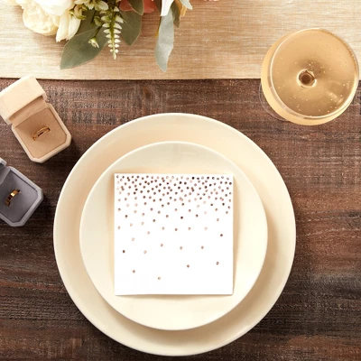 Blue Panda 100 Pack Rose Gold Cocktail Napkins With Foil Polka Dots For Birthday, Wedding Decorations, 3-Ply, 5 X 5 In 4 Blue Panda 100 Pack Rose Gold Cocktail Napkins With Foil Polka Dots For Birthday, Wedding Decorations, 3-Ply, 5 X 5 In - Image 4