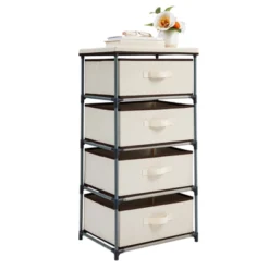 [Juvale] 4-Tier Drawer Dresser For Bedroom, Clothes Organizer, Fabric Storage Tower For Clothing, Linens, Closet, Easy Assembly (Beige, 16.5x13.2x33.4 -Juvale GUEST 363297a6 7075 417b 8e52 c7be849fb477