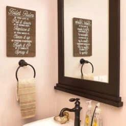 Juvale Funny Wooden Bathroom Decor, Restroom Quotes Wall Sign (9 X 14 Inches)
