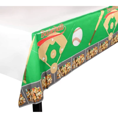 Juvale 6-Pack Baseball Disposable Plastic Tablecloth Table Cover 54"x108" Game Party Supplies, 4.5x9 Feet 2 Juvale 6-Pack Baseball Disposable Plastic Tablecloth Table Cover 54"x108" Game Party Supplies, 4.5x9 Feet - Image 2