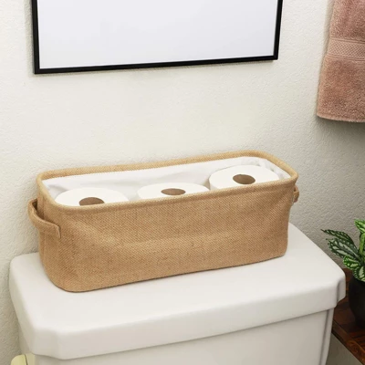 Juvale Brown Jute Fabric Storage Bin Basket Container Cubes Organizer With Handles Rectangular 16"x6"x5.25" 1 Juvale Brown Jute Fabric Storage Bin Basket Container Cubes Organizer With Handles Rectangular 16"x6"x5.25"