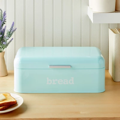 Juvale Stainless Steel Bread Box For Kitchen Countertop, Large Bread Box Bagel Bin For 2 Loaves, English Muffins, Mint Green, 17 X 9 X 6.5 In 2 Juvale Stainless Steel Bread Box For Kitchen Countertop, Large Bread Box Bagel Bin For 2 Loaves, English Muffins, Mint Green, 17 X 9 X 6.5 In - Image 2