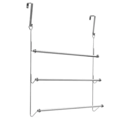 Juvale 3-Bar Over The Door Towel Rack For Bathroom Door Up To 1.57 Inch Thick, Chrome Metal -Juvale GUEST 3afedbce d806 44ea bcd7 29fb0ad5bf40