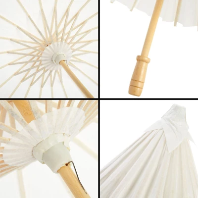 Juvale 6 Pack Small Parasol Paper Umbrellas For Decorations For Kids, Cocktail Party Decor, DIY Crafts, Sun Parasols Photo Props, White, 16 In 4 Juvale 6 Pack Small Parasol Paper Umbrellas For Decorations For Kids, Cocktail Party Decor, DIY Crafts, Sun Parasols Photo Props, White, 16 In - Image 4