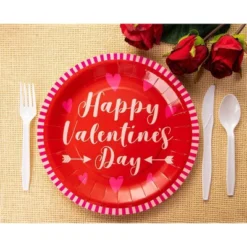 Juvale 80 Pack Happy Valentine's Day Disposable Paper Plates, Party Supplies, 9 In