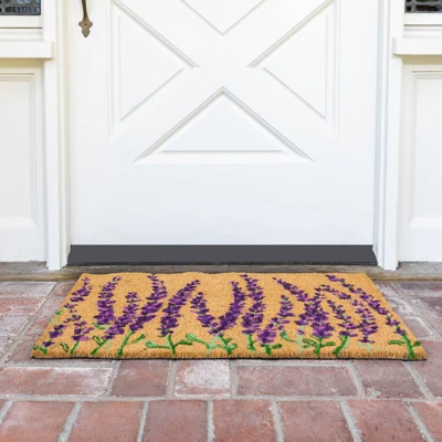 Juvale Floral Spring Coir Door Mat For Front Door, Entryway, 17x30 Lavender Flower Outdoor Welcome Mat For Garden, Garage, Patio, Home, Porch Decor 2 Juvale Floral Spring Coir Door Mat For Front Door, Entryway, 17x30 Lavender Flower Outdoor Welcome Mat For Garden, Garage, Patio, Home, Porch Decor - Image 2
