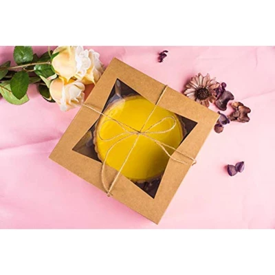 Juvale 10 Pack Pastry Box Take Out Container With Window For Bakery Cookie Cupcake Dessert, Kraft Paper 8”x8”x2.5” 2 Juvale 10 Pack Pastry Box Take Out Container With Window For Bakery Cookie Cupcake Dessert, Kraft Paper 8”x8”x2.5” - Image 2