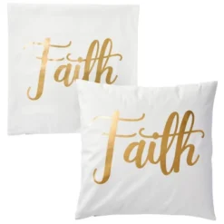 Juvale Set Of 4 Decorative Throw Pillow Covers Couch Cases 20x20 For Home Decor, Believe Faith Love Blessed, Gold Foil
